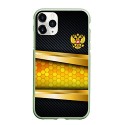 Чехол iPhone 11 Pro матовый Black & gold - герб России, цвет: 3D-салатовый