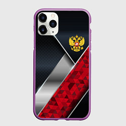 Чехол iPhone 11 Pro матовый Red & black Russia, цвет: 3D-фиолетовый