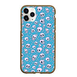 Чехол iPhone 11 Pro матовый Весёлый череп с короной, цвет: 3D-коричневый