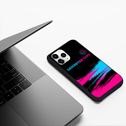 Чехол iPhone 11 Pro матовый Leicester City - neon gradient: символ сверху, цвет: 3D-черный — фото 2