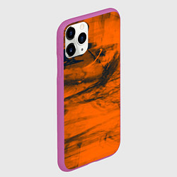 Чехол iPhone 11 Pro матовый Абстрактная оранжевая поверхность и чёрные тени, цвет: 3D-фиолетовый — фото 2