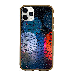 Чехол iPhone 11 Pro матовый Разноцветные огни сквозь дождевое стекло, цвет: 3D-коричневый