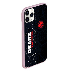 Чехол iPhone 11 Pro матовый Gears of War красно-белой лого на темном фоне, цвет: 3D-розовый — фото 2