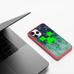 Чехол iPhone 11 Pro матовый Minecraft - пламя, цвет: 3D-красный — фото 2