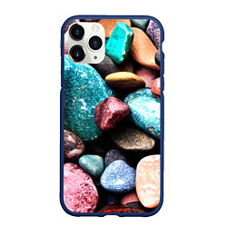 Чехол iPhone 11 Pro матовый Камни разноцветные, цвет: 3D-тёмно-синий