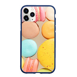 Чехол iPhone 11 Pro матовый Разноцветные пирожные Макарон, цвет: 3D-тёмно-синий