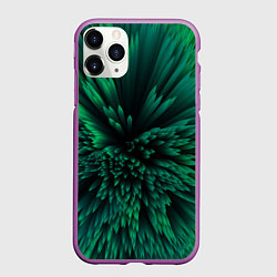 Чехол iPhone 11 Pro матовый Объёмные острые зелёные фигуры, цвет: 3D-фиолетовый
