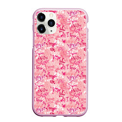 Чехол iPhone 11 Pro матовый Любовь и сердце, цвет: 3D-розовый