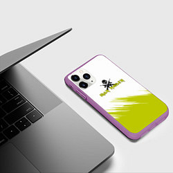 Чехол iPhone 11 Pro матовый Iron Maiden желтая краска, цвет: 3D-фиолетовый — фото 2