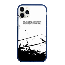 Чехол iPhone 11 Pro матовый Iron Maiden черная текстура, цвет: 3D-тёмно-синий