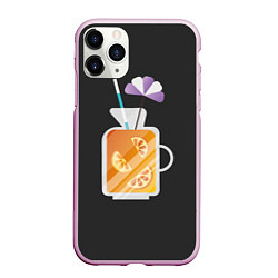 Чехол iPhone 11 Pro матовый Апельсиновый сок - Черная версия, цвет: 3D-розовый