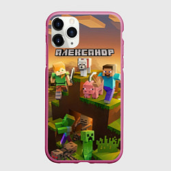 Чехол iPhone 11 Pro матовый Александр Minecraft, цвет: 3D-малиновый