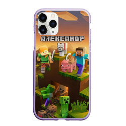 Чехол iPhone 11 Pro матовый Александр Minecraft, цвет: 3D-светло-сиреневый