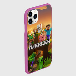 Чехол iPhone 11 Pro матовый Алексей Minecraft, цвет: 3D-фиолетовый — фото 2