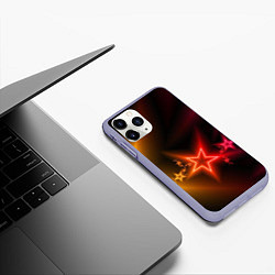 Чехол iPhone 11 Pro матовый Звёзды с неоновым свечением, цвет: 3D-светло-сиреневый — фото 2