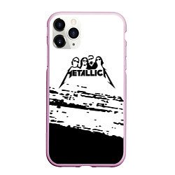 Чехол iPhone 11 Pro матовый Metallica - черная текстура, цвет: 3D-розовый