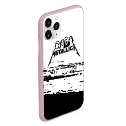Чехол iPhone 11 Pro матовый Metallica - черная текстура, цвет: 3D-розовый — фото 2
