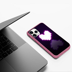 Чехол iPhone 11 Pro матовый Undertale heart neon, цвет: 3D-малиновый — фото 2