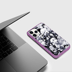 Чехол iPhone 11 Pro матовый Все персонажи аниме, цвет: 3D-фиолетовый — фото 2