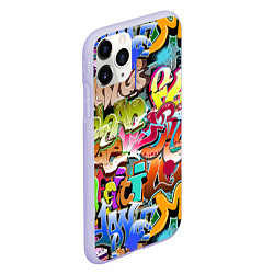 Чехол iPhone 11 Pro матовый Надпись и краска граффити, цвет: 3D-светло-сиреневый — фото 2