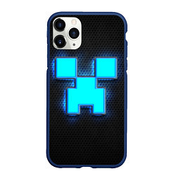 Чехол iPhone 11 Pro матовый Minecraft Creeper - neon, цвет: 3D-тёмно-синий