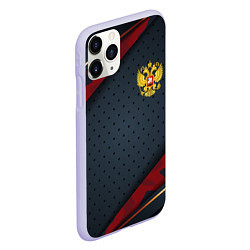 Чехол iPhone 11 Pro матовый Герб России черно-красный камуфляж, цвет: 3D-светло-сиреневый — фото 2