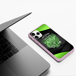 Чехол iPhone 11 Pro матовый Герб России - спортивный черно-зеленый стиль, цвет: 3D-розовый — фото 2