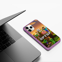 Чехол iPhone 11 Pro матовый Артур Minecraft, цвет: 3D-фиолетовый — фото 2