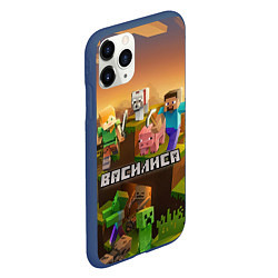 Чехол iPhone 11 Pro матовый Василиса Minecraft, цвет: 3D-тёмно-синий — фото 2