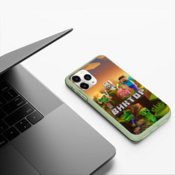 Чехол iPhone 11 Pro матовый Виктор Minecraft, цвет: 3D-салатовый — фото 2