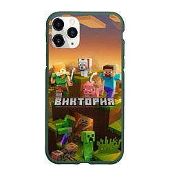 Чехол iPhone 11 Pro матовый Виктория Minecraft, цвет: 3D-темно-зеленый