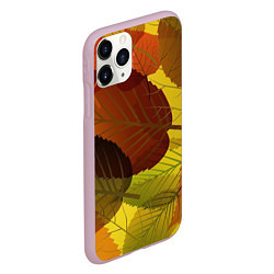 Чехол iPhone 11 Pro матовый Осенние крупные листья, цвет: 3D-розовый — фото 2