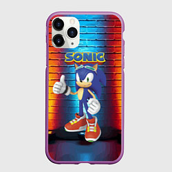 Чехол iPhone 11 Pro матовый Sonic - Hedgehog - Video game - жест, цвет: 3D-фиолетовый