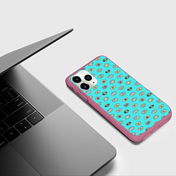 Чехол iPhone 11 Pro матовый Глаза с разными зрачками поп арт, цвет: 3D-малиновый — фото 2