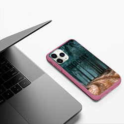 Чехол iPhone 11 Pro матовый Мрачный Лес GLOOMY, цвет: 3D-малиновый — фото 2