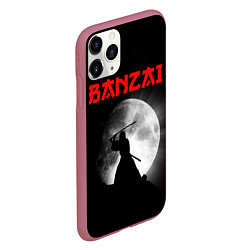 Чехол iPhone 11 Pro матовый Banzai - самурай, цвет: 3D-малиновый — фото 2