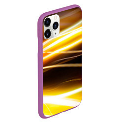 Чехол iPhone 11 Pro матовый Желтые неоновые полосы, цвет: 3D-фиолетовый — фото 2