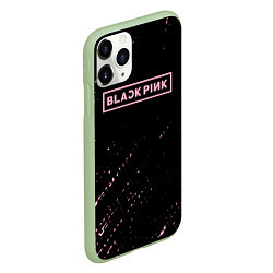 Чехол iPhone 11 Pro матовый Black pink розовые брызги, цвет: 3D-салатовый — фото 2