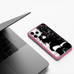 Чехол iPhone 11 Pro матовый Девочка аниме - dead inside, цвет: 3D-малиновый — фото 2
