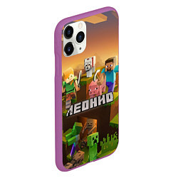 Чехол iPhone 11 Pro матовый Леонид Minecraft, цвет: 3D-фиолетовый — фото 2