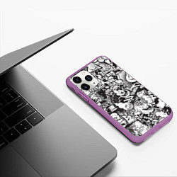 Чехол iPhone 11 Pro матовый Граффити на белом фоне, цвет: 3D-фиолетовый — фото 2