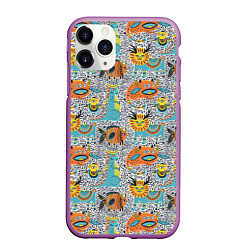 Чехол iPhone 11 Pro матовый Фантастические животные, цвет: 3D-фиолетовый