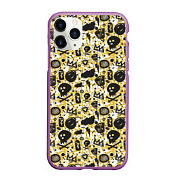 Чехол iPhone 11 Pro матовый Череп и корона граффити, цвет: 3D-фиолетовый