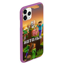 Чехол iPhone 11 Pro матовый Наталья Minecraft, цвет: 3D-фиолетовый — фото 2