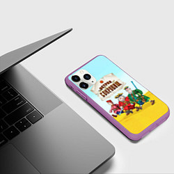 Чехол iPhone 11 Pro матовый Остров сокровищ - персонажи, цвет: 3D-фиолетовый — фото 2