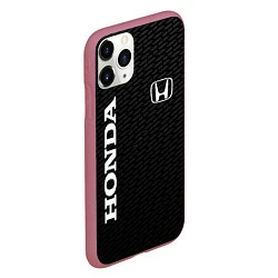 Чехол iPhone 11 Pro матовый Honda карбон, цвет: 3D-малиновый — фото 2