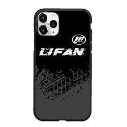 Чехол iPhone 11 Pro матовый Lifan speed на темном фоне со следами шин: символ