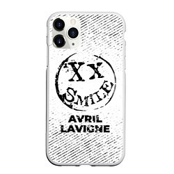 Чехол iPhone 11 Pro матовый Avril Lavigne с потертостями на светлом фоне, цвет: 3D-белый