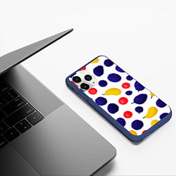 Чехол iPhone 11 Pro матовый Ягодки и фрукты, цвет: 3D-тёмно-синий — фото 2