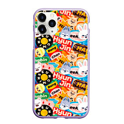 Чехол iPhone 11 Pro матовый Skzoo stickers characters, цвет: 3D-светло-сиреневый